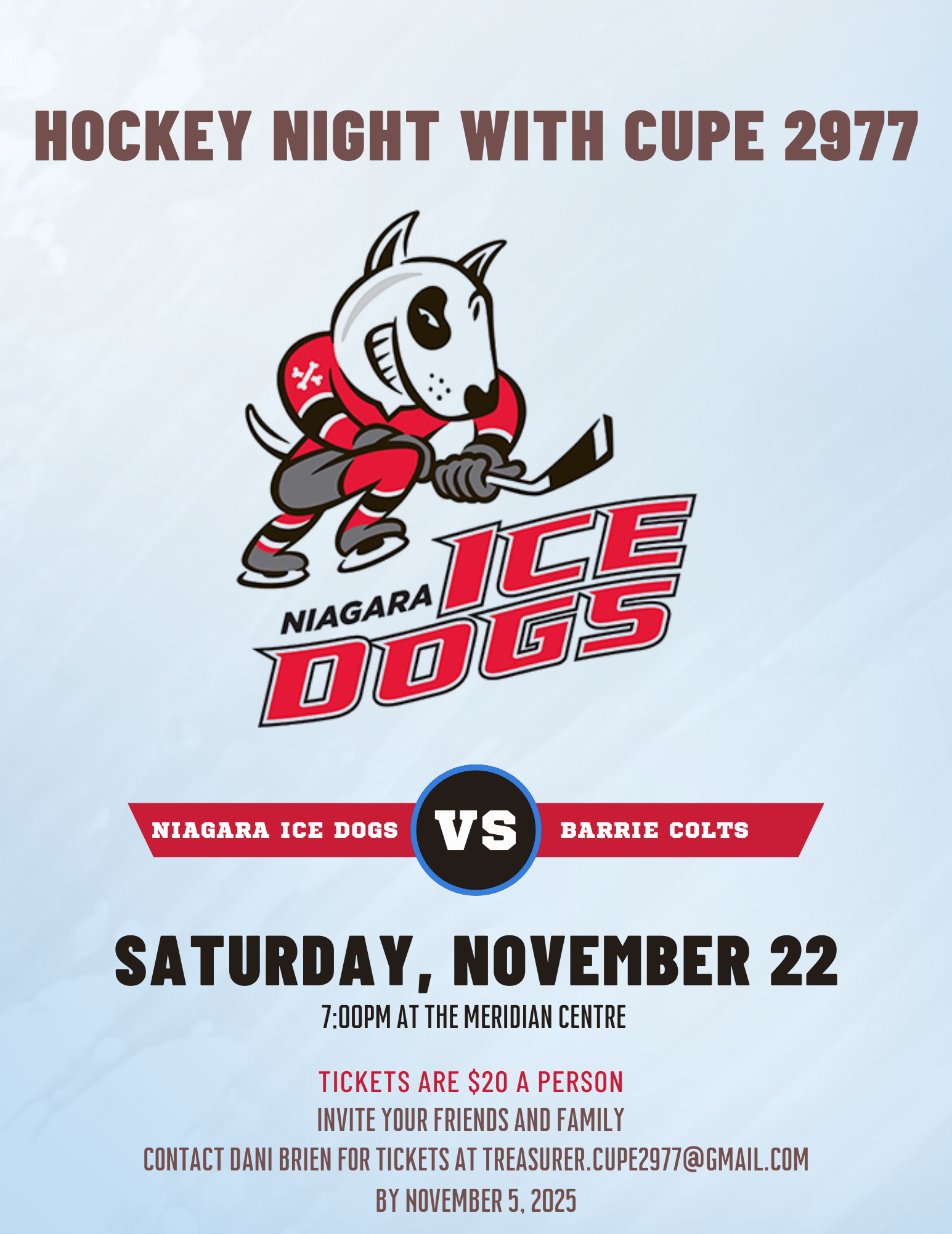 CUPE 2977 at the Ice Dogs @ Meridian Centre